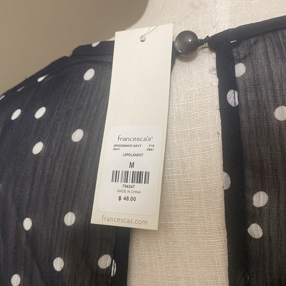 Francesca’s Navy Polka Dot Long Sleeve Dress size medium NWT - Picture 7 of 9
